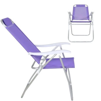 Kit Cadeira de Praia Alta + Esteira de Palha com Ala Roxo