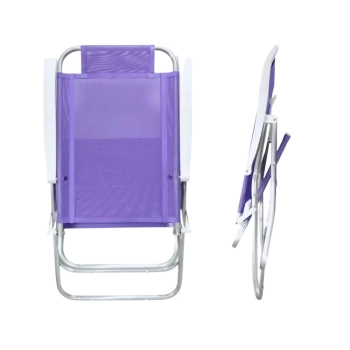 Kit Cadeira de Praia Alta + Esteira de Palha com Ala Roxo