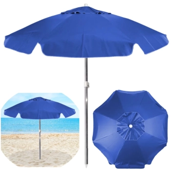 Kit Guarda Sol Praia Piscina Azul 1,60 M + Base Preta 18 L / 22 Kg