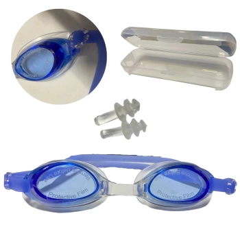 culos de Natao em Silicone Lentes Cor Azul com Estojo
