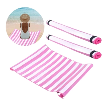 Kit de Duas Esteira de Praia Rolo com Ala Bel Listrada Rosa