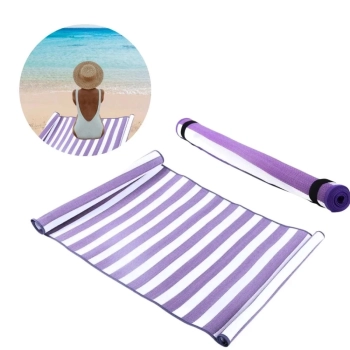 Kit Guarda Sol Praia Branco 1,60 M + Esteira Roxa com Ala