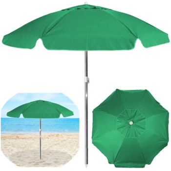 Kit Duas Cadeira de Praia Xadrez Verde + Guarda Sol 1,60m