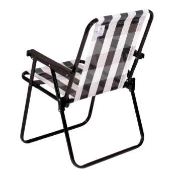 Kit Cadeira de Praia Retro Preta e Branca + Guarda Sol 2 M