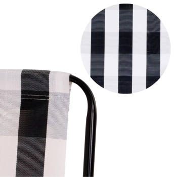Kit Duas Cadeiras Praia Retro Preto e Branco + Guarda Sol 2m