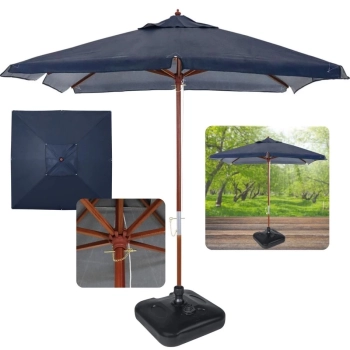 Kit Ombrelone Sardenha 2,05m Azul Quadrado + Base Preta 18 L / 22 Kg Jardim e Piscina