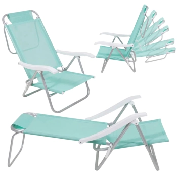 Kit Cadeira de Praia Sunny 6 Posies + Esteira de Palha com Ala