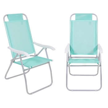 Kit 2 Cadeiras de Praia Alta Dobrvel + Guarda-sol 2 M Branco