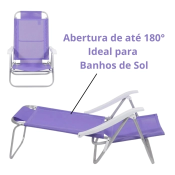 Kit Cadeira de Praia Sunny Dobrvel + Guarda Sol 2 M Branco