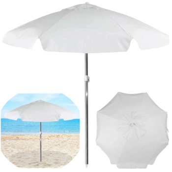 Kit Cadeira de Praia Sunny Dobrvel + Guarda Sol 2 M Branco