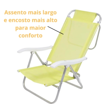 Kit Cadeira de Praia Sunny Dobrvel + Guarda-sol 1,60m Amarelo