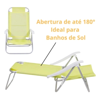 Kit Cadeira de Praia Sunny Dobrvel + Guarda Sol 1,60m Branco