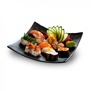 Kit Jantar para Comida Japonesa 1 Prato Cncavo + 1 Hashi + 1 Molheira