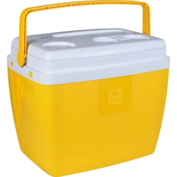 Kit Praia Amarelo Cooler 36l + Guarda Sol 1,60 M + 2 Cadeiras Altas