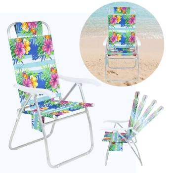 Kit Praia Amarelo Cooler 36l + 2 Cadeiras Florais + Guarda Sol 1,60 M