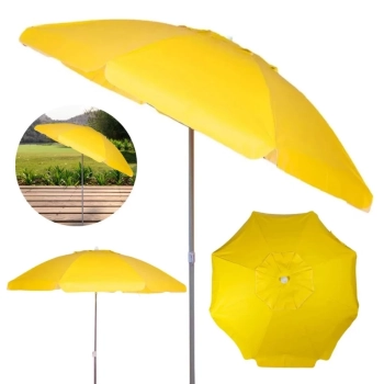 Kit para Praia Amarelo Cooler 36l + Guarda Sol Articulado 2 M