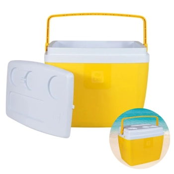 Kit para Praia Amarelo Cooler 36l + Guarda Sol Articulado 2 M
