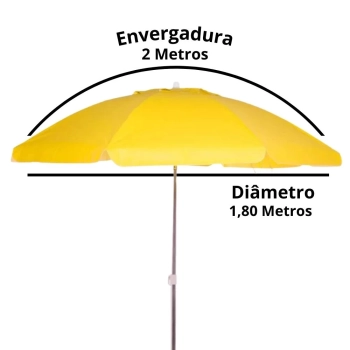 Kit para Praia Amarelo Cooler 36l + Guarda Sol Articulado 2 M