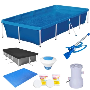 Kit Piscina 3000l + Aspirador + Capa + Forro + Flutuador + Cloro + Bomba 110v