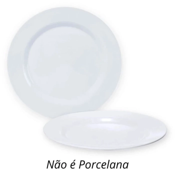 Conjunto de Pratos Rasos Brancos 40 Unidades 28 Cm Jantar Melamina