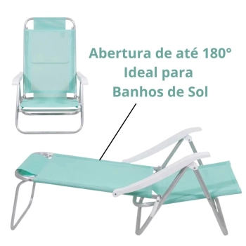 Kit Cooler 36l Verde + 2 Cadeiras de Praia 6 Posies + Guarda-sol 1,60 Branco