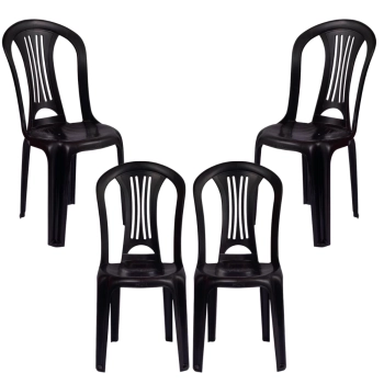 Kit Mesa Plstica 70cm + 4 Cadeiras Bistr em Plstico Preta