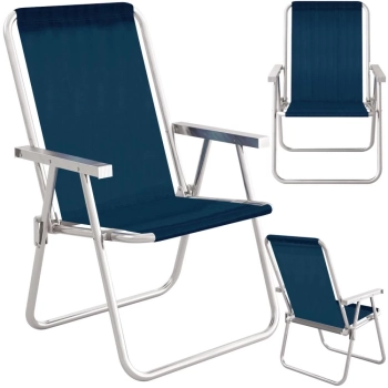 Kit Carrinho de Praia + 4 Cadeiras de Praia Sannet Azul Mor