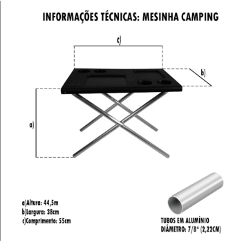 Kit Camping / Pesca com Mesa Porttil + Copo Trmico 473 Ml + Cadeira Dobrvel