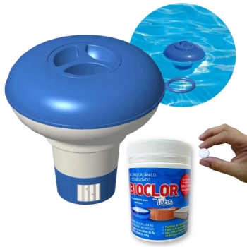 Kit Mini Pastilha de Cloro com 50 Unidades de 2 G + Mini Flutuador Mor