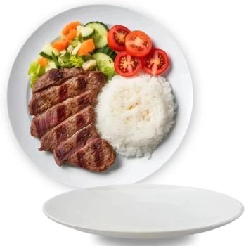 Conjunto de Pratos para 4 Pessoas Melamina Branco / 25,5 Cm e 18 Cm