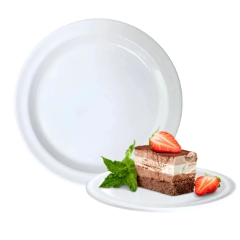 Conjunto de Pratos para 4 Pessoas Melamina Branco / 25,5 Cm e 18 Cm