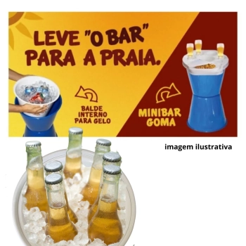 Cooler Mini Bar para Bebidas com Tampa Petisqueira em Plstico Amarelo
