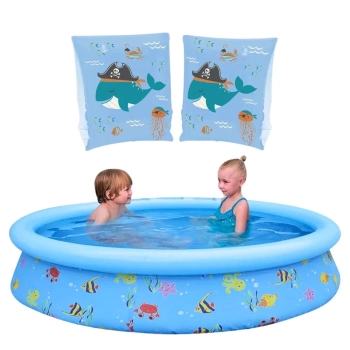 Kit Piscina Infantil 1000 L Infl�vel Estampada + Boia de Bra�o Colorida