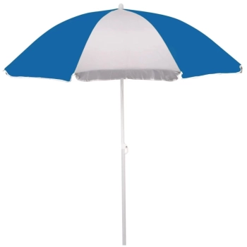 Kit 2 Cadeiras de Praia + Guarda-sol Branco e Azul + Caixa Trmica 26 L