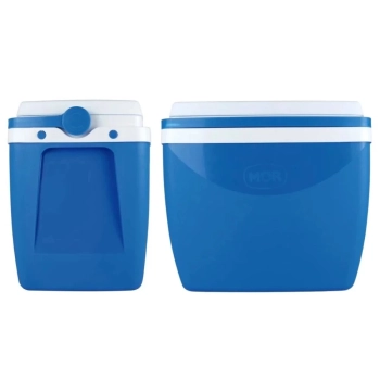 Kit 2 Cadeiras de Praia + Guarda-sol Branco e Azul + Caixa Trmica 26 L