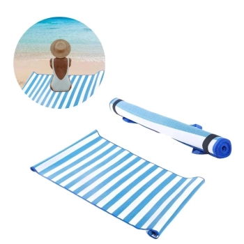 Kit Praia Azul e Branco Cooler 26 Litros + Guarda Sol 1,60 M + Esteira