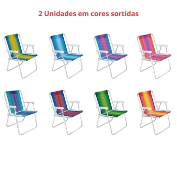 Kit Praia Guarda Sol Fps 70 1,50 M + 2 Cadeiras Alta Alumnio + Caixa Trmica Vermelha 26 L Piscina