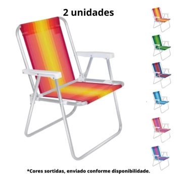 Kit Praia Tenda Gazebo Branca Rfia + 2 Cadeiras Coloridas Alumnio