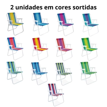 Kit Praia Tenda Gazebo Branca Rfia + 2 Cadeiras Coloridas Ao