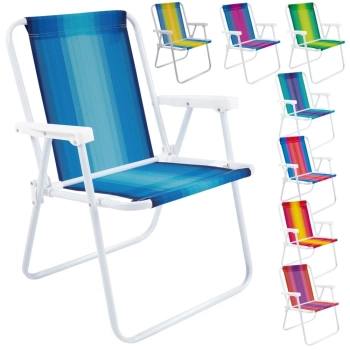 Kit Praia Tenda Gazebo Branca Rfia + 2 Cadeiras Coloridas Ao