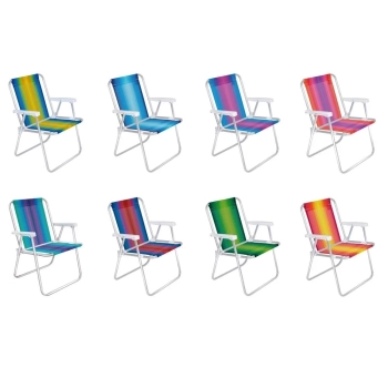 Kit Praia Tenda Gazebo Rfia 3 M X 2,40 M + 2 Cadeiras Coloridas Alumnio