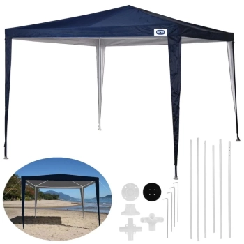 Kit Praia Tenda Gazebo 3x3 M Oxford Azul + Carrinho com Avano