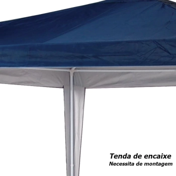 Kit Praia Tenda Gazebo 3x3 M Azul Oxford + Duas Cadeiras + Cooler 19 L