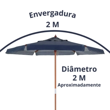 Kit Ombrelone Itapema 2 M Jardim Azul + Base Preta 22 Kg