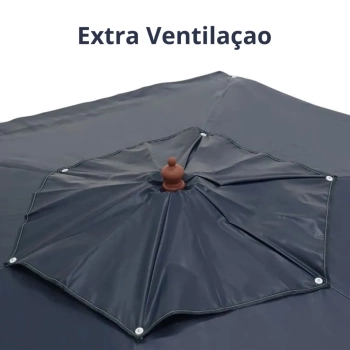 Kit Ombrelone Itapema 2 M Jardim Azul + Base Preta 22 Kg