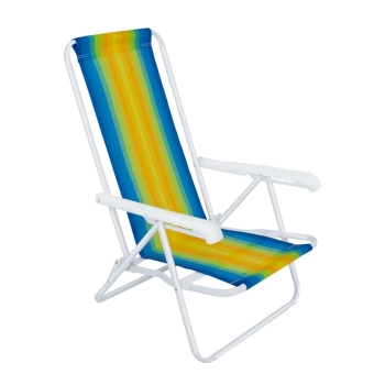 Kit Praia Guarda Sol Amarelo Bagum 1,60 M + 2 Cadeiras 4 Posies em Ao