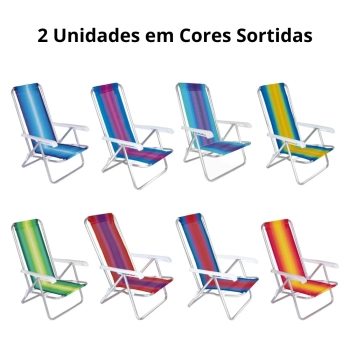 Kit Praia Guarda Sol Amarelo Bagum 1,60 M + 2 Cadeiras 4 Posies Alumnio