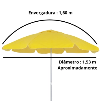 Kit Praia Guarda Sol Amarelo Bagum 1,60 M + 2 Cadeiras Altas