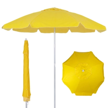 Kit Guarda Sol Praia Amarelo Bagum 1,60 M Alumnio + Base Preta 22 Kg