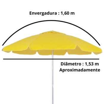 Kit Guarda Sol Praia Amarelo Bagum 1,60 M Alumnio + Base Preta 22 Kg